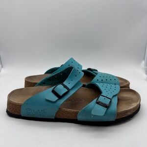 Birkenstock Birki's Freeport Birko-Flor Blue Leather 2 Strap Sandals EU 41 US 10